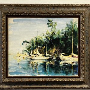 "Boten in de haven" door Dirk Kruizinga (1895-1972)