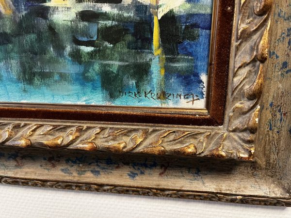 "Boten in de haven" door Dirk Kruizinga (1895-1972)